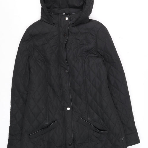 Very Women’s Black Quilted Hooded Long Coat Size 12