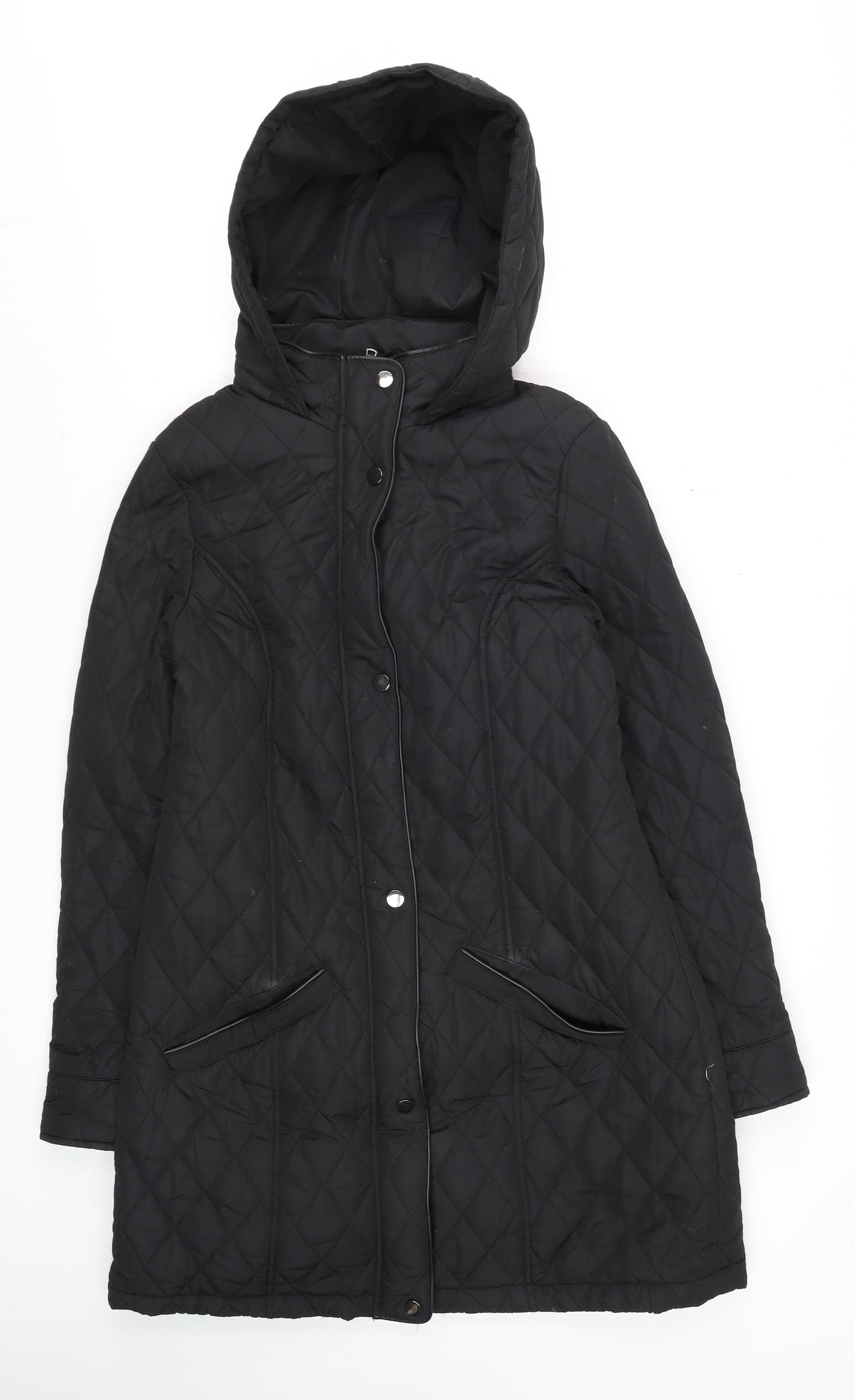 Very Women’s Black Quilted Hooded Long Coat Size 12
