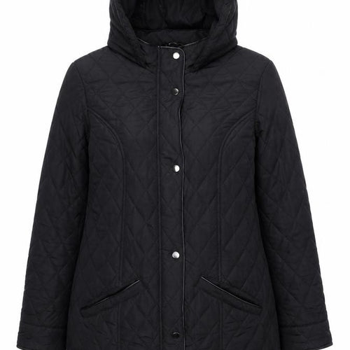 Very Women’s Black Quilted Hooded Long Coat Size 12