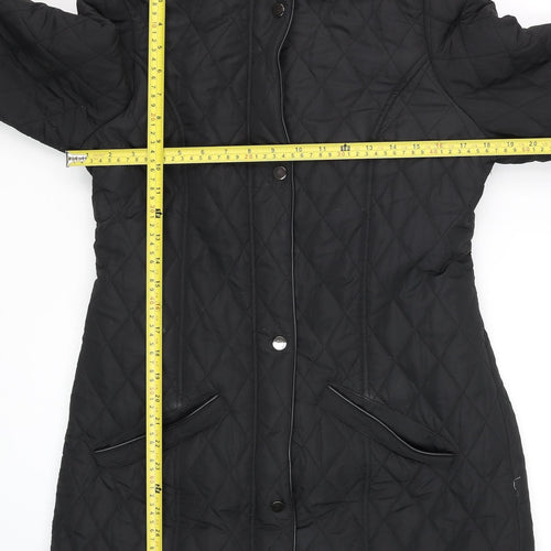 Very Women’s Black Quilted Hooded Long Coat Size 12