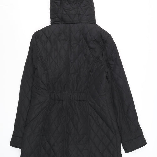 Very Women’s Black Quilted Hooded Long Coat Size 12