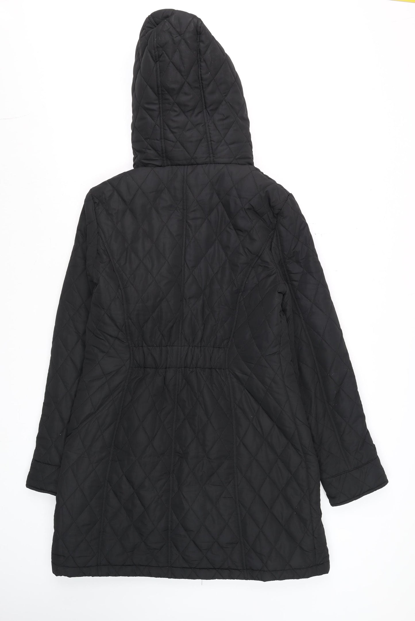 Very Women’s Black Quilted Hooded Long Coat Size 12