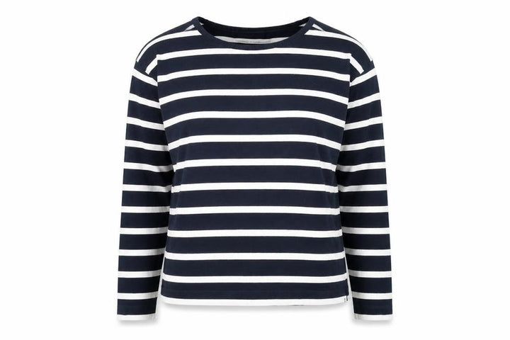 French Connection Women's Blue Striped Long Sleeve Cotton T-Shirt Size M