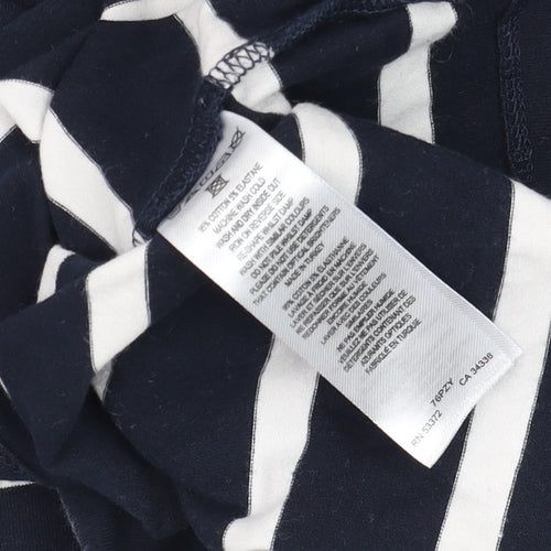 French Connection Women's Blue Striped Long Sleeve Cotton T-Shirt Size M