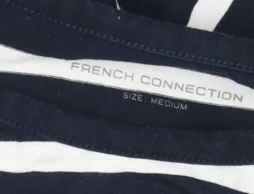 French Connection Women's Blue Striped Long Sleeve Cotton T-Shirt Size M