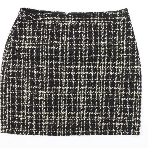 Papaya Women Black Check Tweed Pencil Skirt Size 12 Workwear