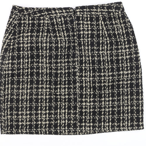Papaya Women Black Check Tweed Pencil Skirt Size 12 Workwear