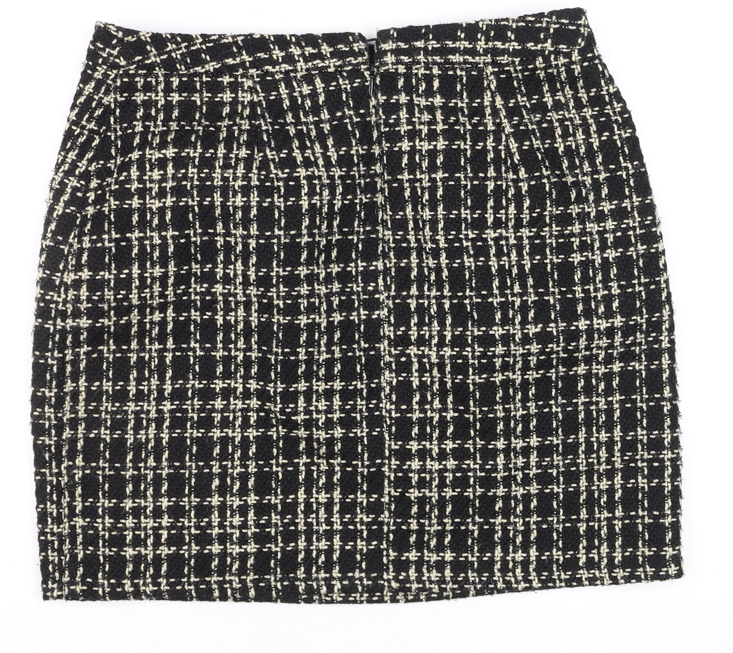 Papaya Women Black Check Tweed Pencil Skirt Size 12 Workwear