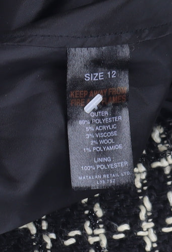 Papaya Women Black Check Tweed Pencil Skirt Size 12 Workwear