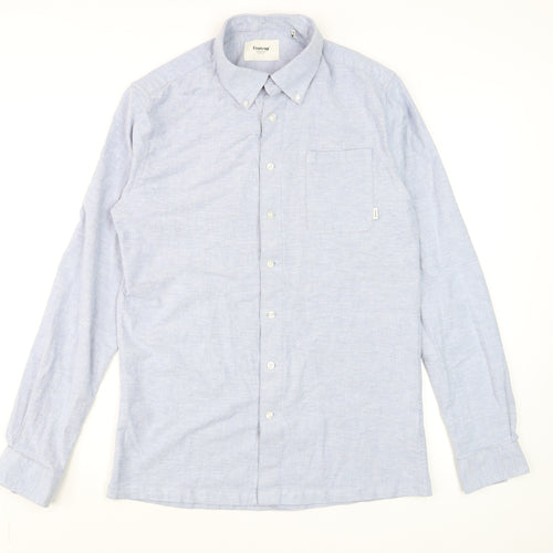 Firetrap Men's Blue Long Sleeve Button-Down Cotton Shirt Size M
