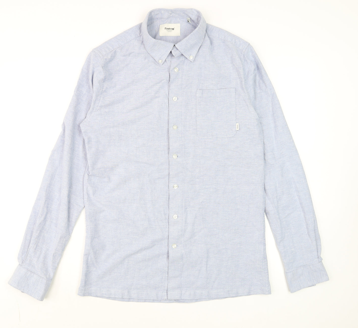 Firetrap Men's Blue Long Sleeve Button-Down Cotton Shirt Size M