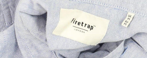 Firetrap Men's Blue Long Sleeve Button-Down Cotton Shirt Size M