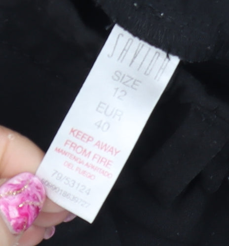 Savoir Women's Black Cropped Tapered Trousers Size 12