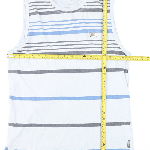 Everlast Men's Blue Striped Tank Top Vest M Sleeveless Cotton Gym Wear