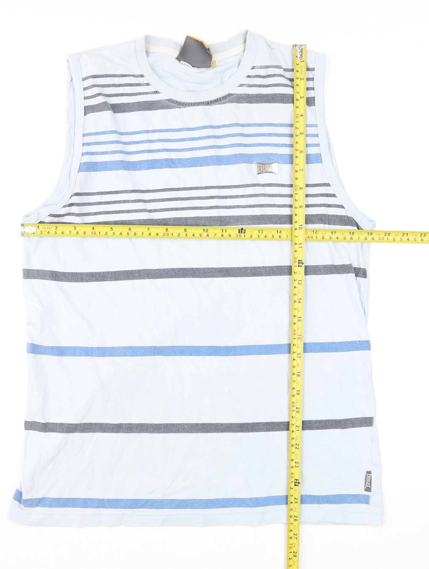 Everlast Men's Blue Striped Tank Top Vest M Sleeveless Cotton Gym Wear