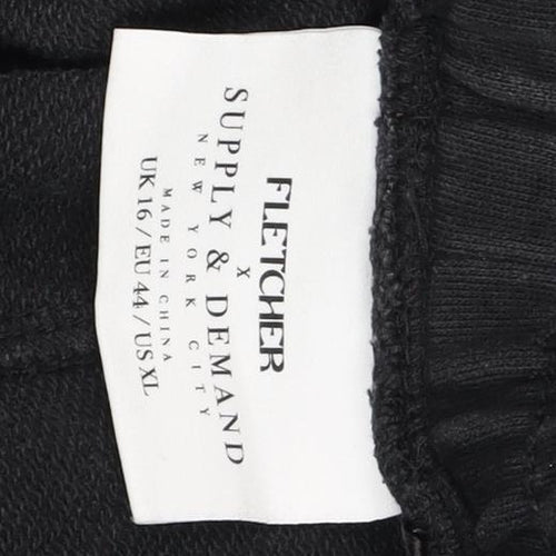 Fletcher x Supply & Demand Men's Black XL Track Pants with Snap Sides