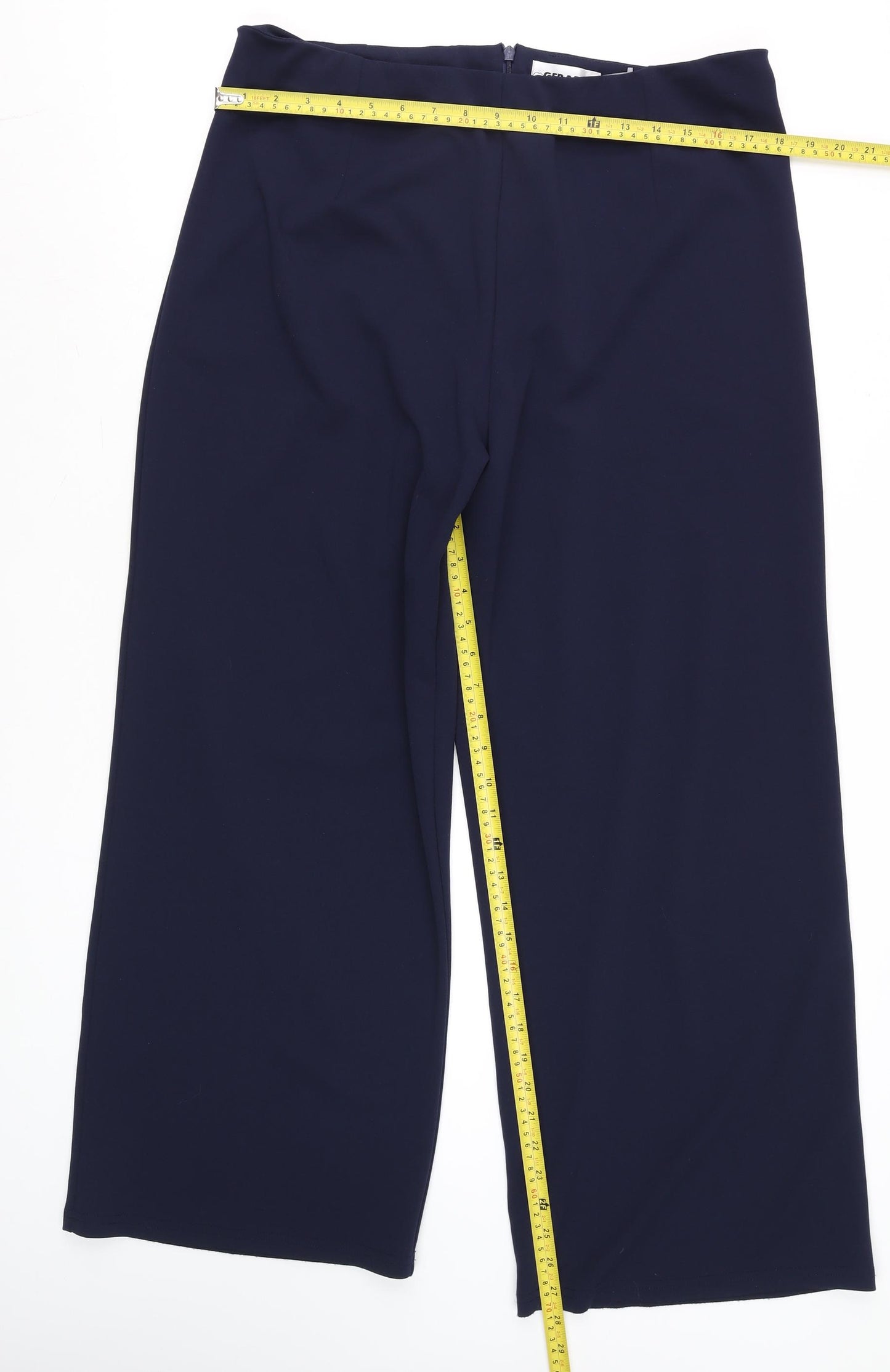 Gerard Women’s Navy Blue Wide-Leg Trousers Size 18 Zip High Rise