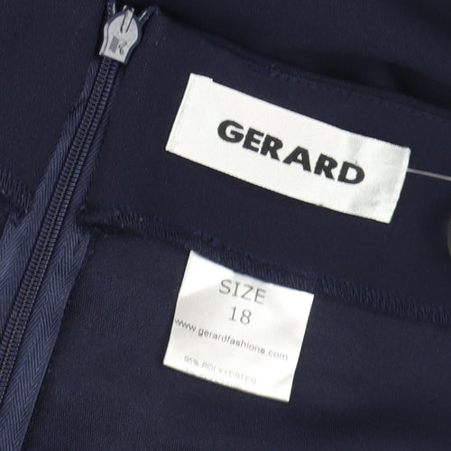 Gerard Women’s Navy Blue Wide-Leg Trousers Size 18 Zip High Rise