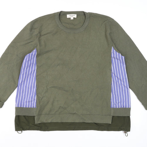 Jovonna London Women's Green Striped Panel Long Sleeve Casual Top Size S