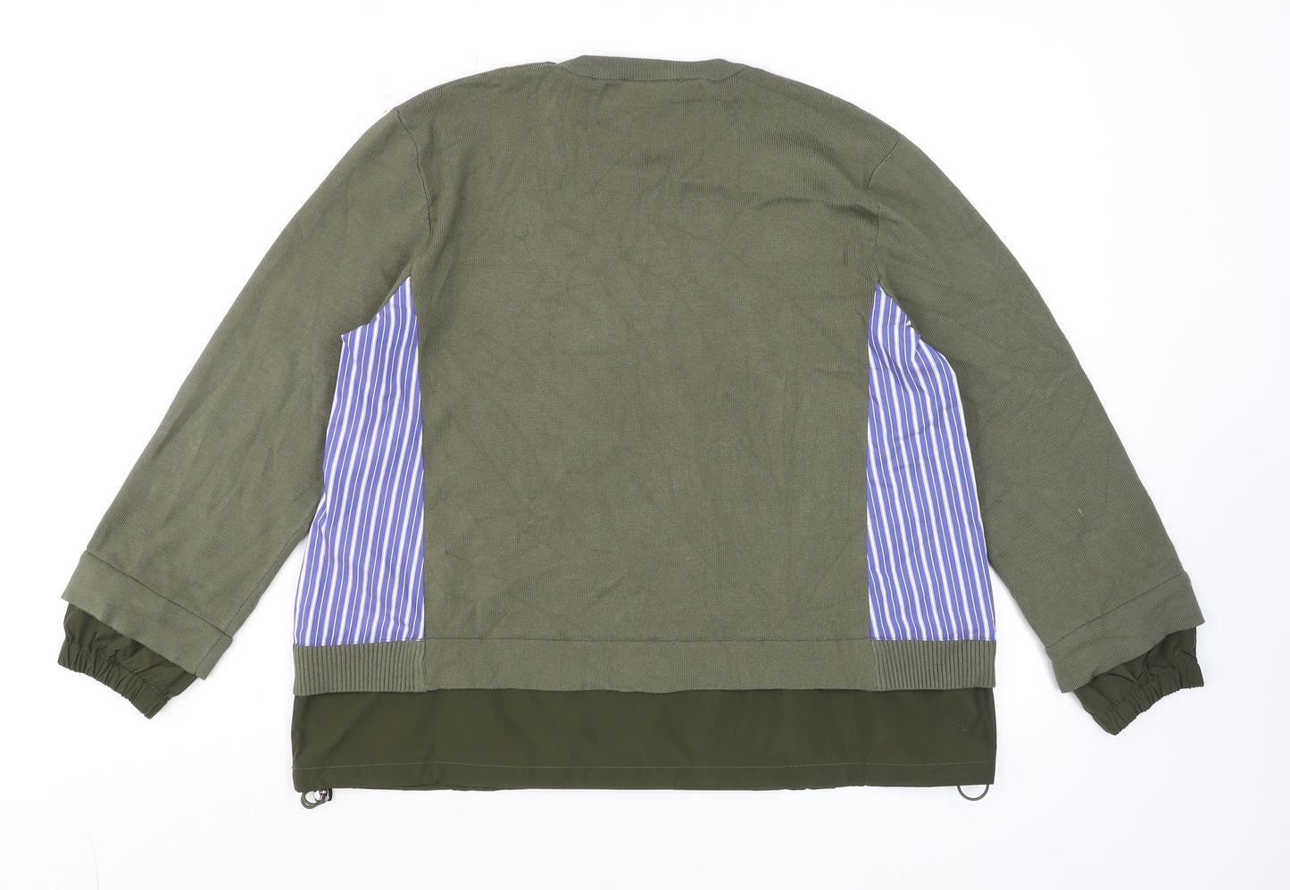 Jovonna London Women's Green Striped Panel Long Sleeve Casual Top Size S