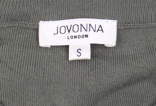 Jovonna London Women's Green Striped Panel Long Sleeve Casual Top Size S