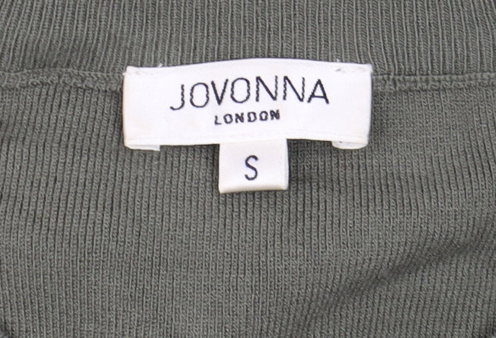 Jovonna London Women's Green Striped Panel Long Sleeve Casual Top Size S