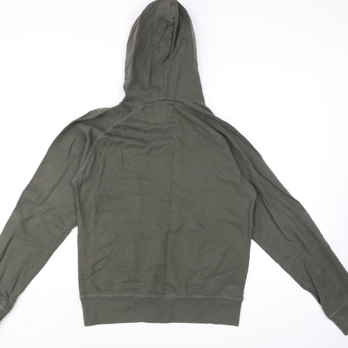 Zara Men's Green Skull Embroidered Pullover Hoodie Size M