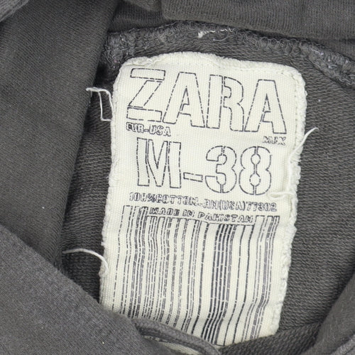 Zara Men's Green Skull Embroidered Pullover Hoodie Size M