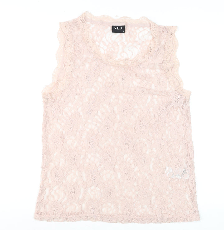Vila Women’s Beige Lace Sleeveless Camisole Top XL