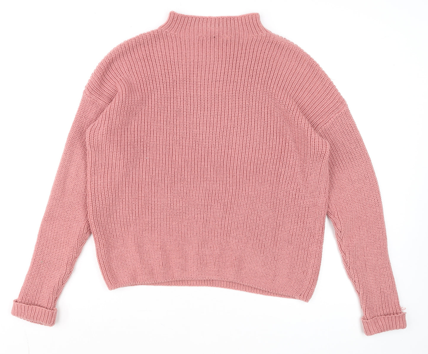 Primark Womens Pink Chunky Knit Mock Neck Jumper Size L