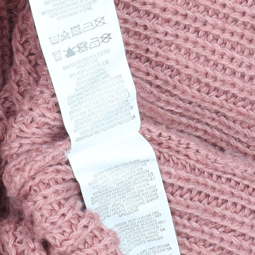 Primark Womens Pink Chunky Knit Mock Neck Jumper Size L