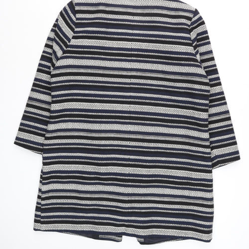 Gallery Women’s Blue Striped Mid-Length Overcoat Size 14