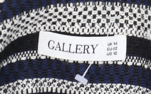 Gallery Women’s Blue Striped Mid-Length Overcoat Size 14