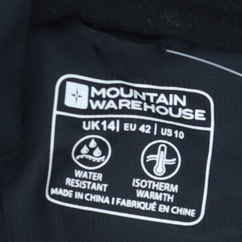 Mountain Warehouse Womens Black Puffer Jacket UK14 Hooded Water Resistant Winter Coat
