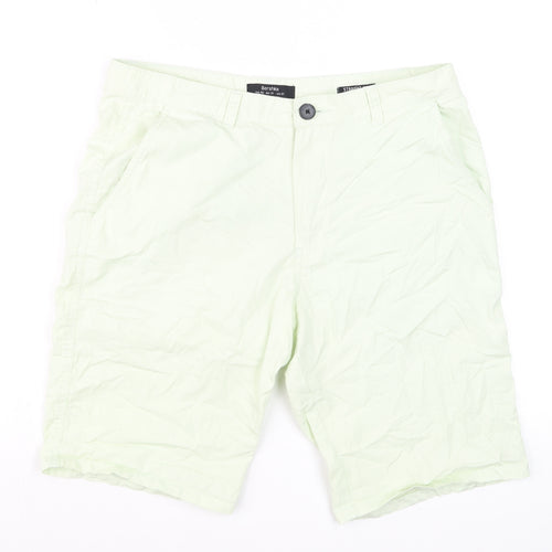 Bershka Men's Light Green Chino Shorts Size 31 Straight Fit