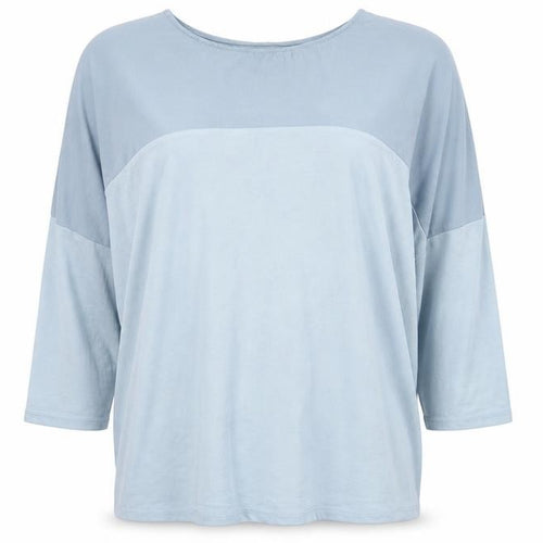 d.e.c.k. by Decollage Women's Blue Colourblock 3/4 Sleeve Relaxed Fit Top L