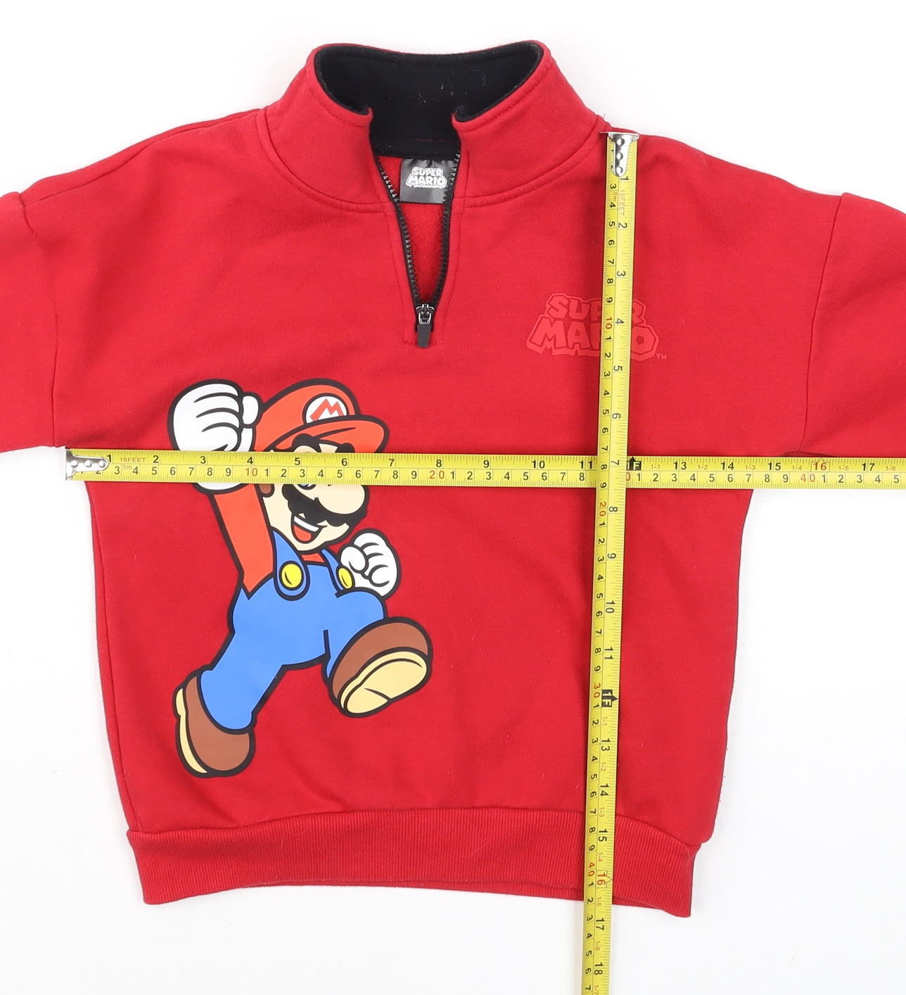 Super Mario Boys Red 5-6 Years 1/4 Zip Fleece Sweatshirt