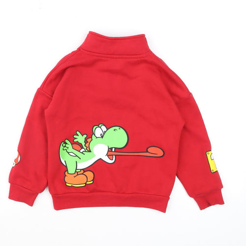 Super Mario Boys Red 5-6 Years 1/4 Zip Fleece Sweatshirt