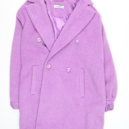 Gallery Women’s Lilac Double-Breasted Wool Blend Coat UK 10