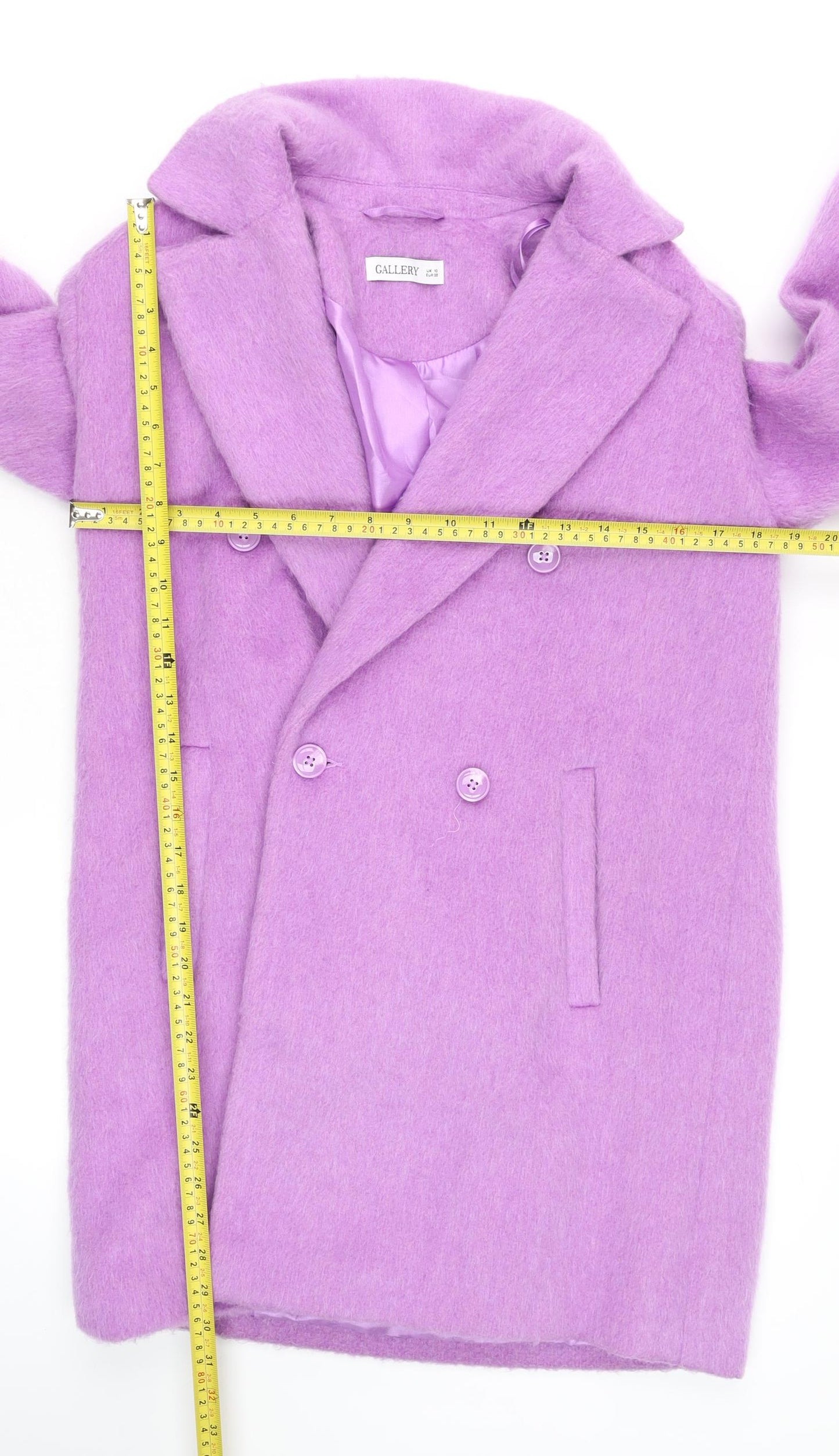 Gallery Women’s Lilac Double-Breasted Wool Blend Coat UK 10