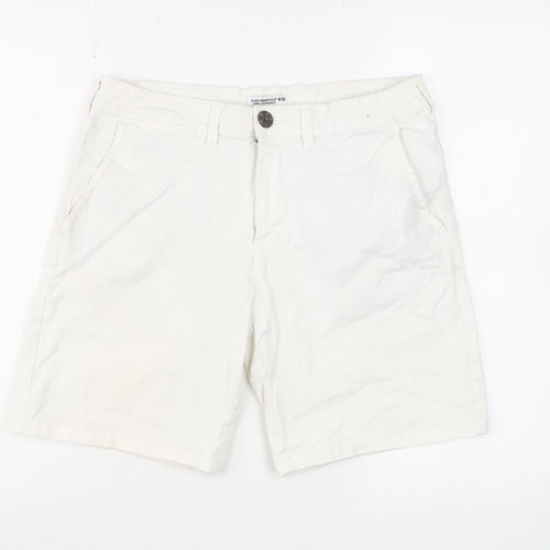 Cedar Wood State Men’s White Chino Shorts W30 Regular Fit Cotton