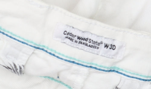 Cedar Wood State Men’s White Chino Shorts W30 Regular Fit Cotton
