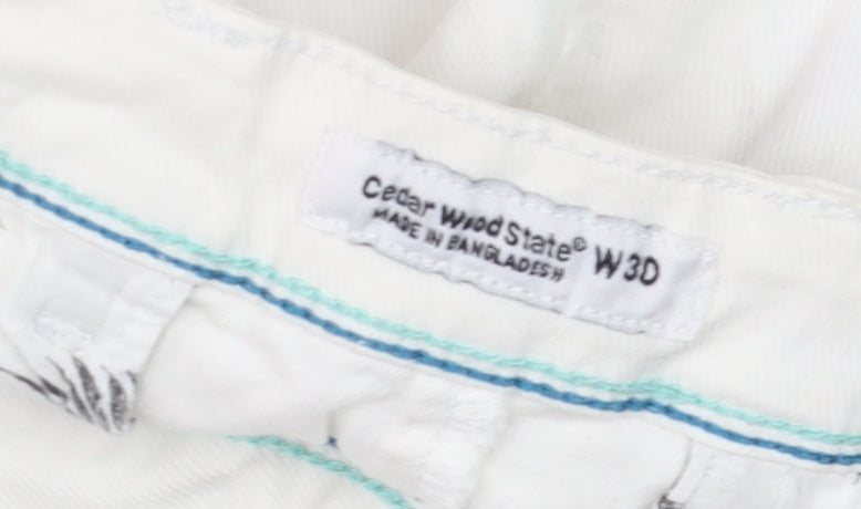 Cedar Wood State Men’s White Chino Shorts W30 Regular Fit Cotton