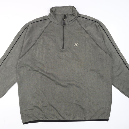 Line 7 Men's Grey 1/2 Zip Long Sleeve Cotton Blend T-Shirt XXL