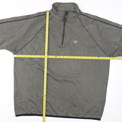 Line 7 Men's Grey 1/2 Zip Long Sleeve Cotton Blend T-Shirt XXL
