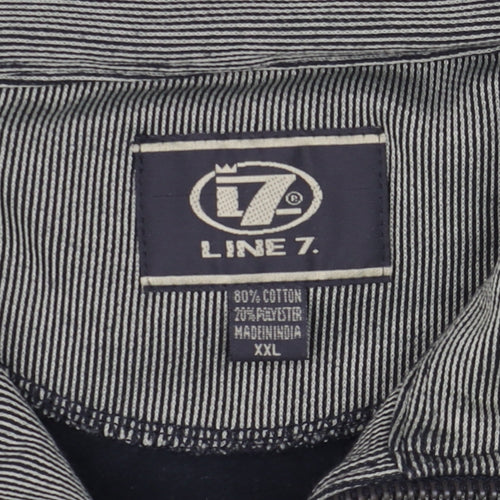 Line 7 Men's Grey 1/2 Zip Long Sleeve Cotton Blend T-Shirt XXL