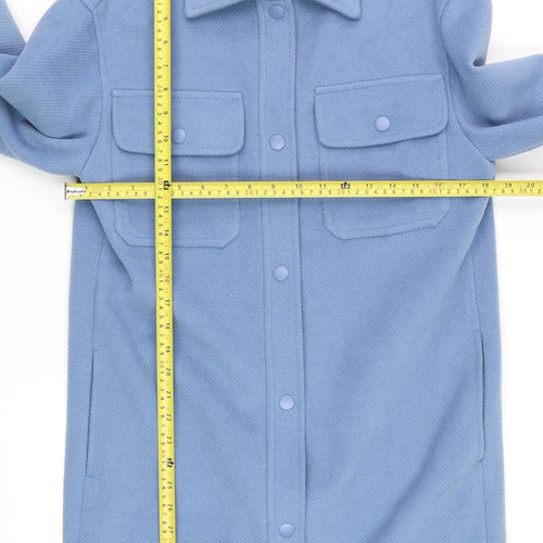 Marks and Spencer Women’s Blue Long Overcoat XS Fleece Button Detail