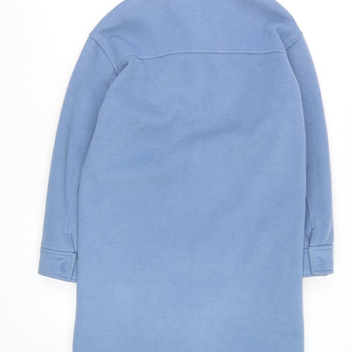 Marks and Spencer Women’s Blue Long Overcoat XS Fleece Button Detail