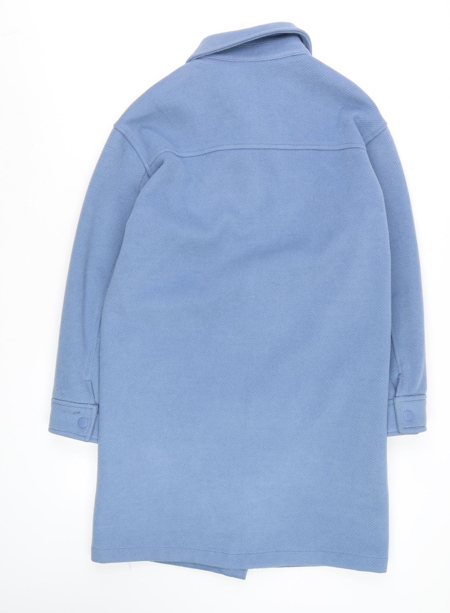 Marks and Spencer Women’s Blue Long Overcoat XS Fleece Button Detail