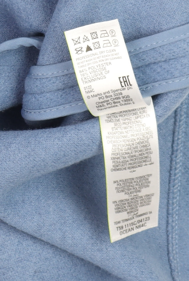 Marks and Spencer Women’s Blue Long Overcoat XS Fleece Button Detail